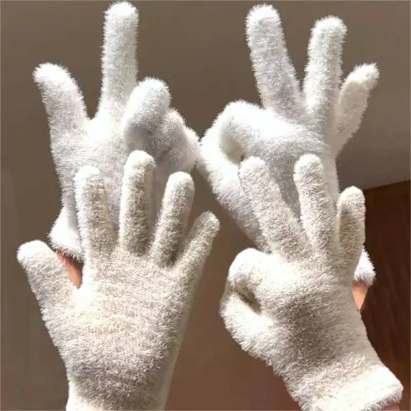 Förtjockade varma plyschfingerhandskar för hudvård, supermjuka, starka och köldtåliga
