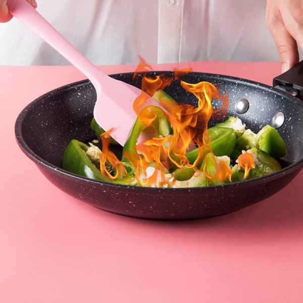 Silikon Spatel Sæt - Pink 6 Dele Non-Stick Gummi Spatel med Rustfrit Stål Kerne - Varmebestandig Spatel Køkkenredskaber Sæt til Madlavning, B