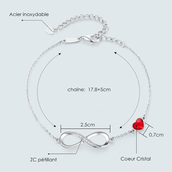 Infinity-armbånd i 925 sterlingsølv for kvinner, justerbart for kvinner