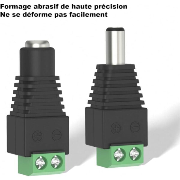 Sarja, jossa 10 kpl 5,5 mm x 2,1 mm DC-uros- ja naarasvirtaliittimiä 12 V:n adaptereita videovalvontakameran DVR-turvajärjestelmän LED-valolle