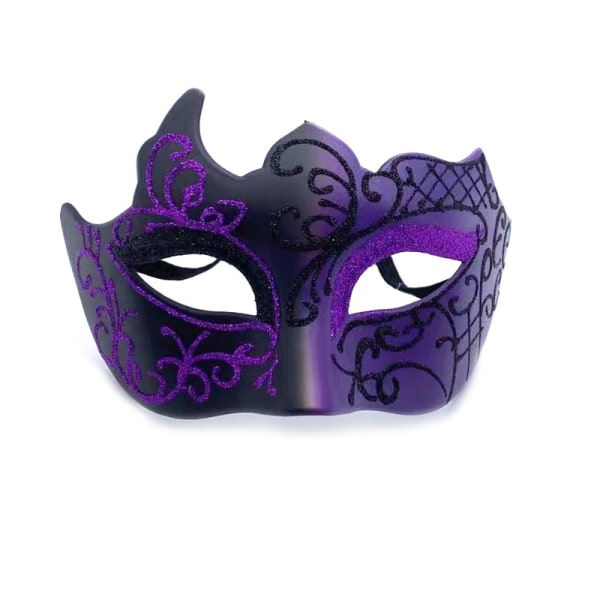 Svart og lilla - venetiansk maske, maskerademaske, venetiansk maske