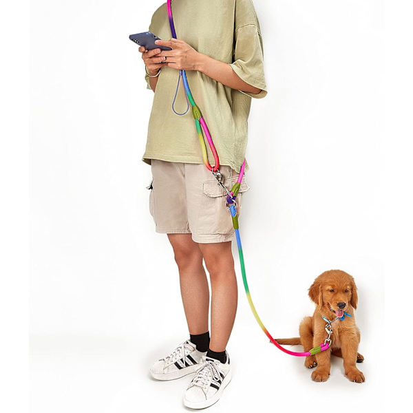 Håndfri hundekobbel 2,2 meter lang håndfri gåkobbel med dobbelthåndtak Anti-trekktau for mellomstore store hunder og kjæledyr