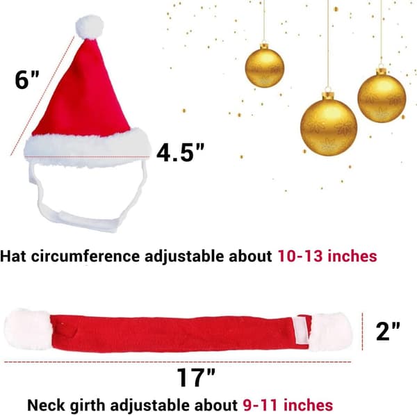 Julekostume til kæledyr, kattes julehat med halstørklæde, julekostume til hvalpe