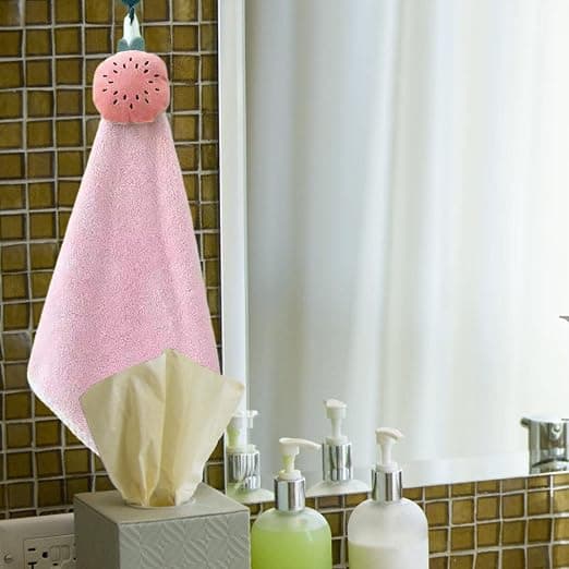 (Pink) Søde hængende håndklæder - Dekorative håndklæder til badeværelset - Blødt hurtigtørrende absorberende håndklæde til børn Køkken Badeværelse Tilbehør