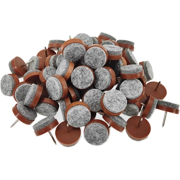 Sett med 50 runde filtputer for møbler, svært motstandsdyktige, til å spikre, for gulvbeskyttelse, for tremøbler, stoler, bord, føtter (24 mm diameter, b