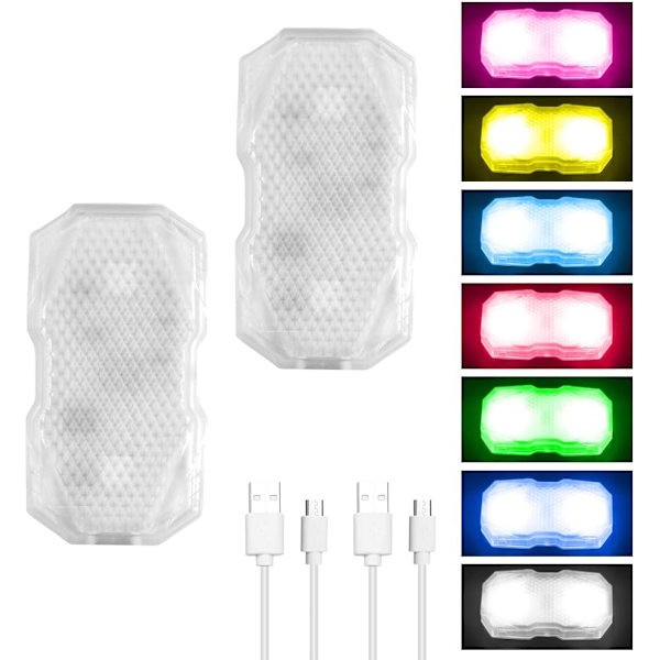 Bilstämningsljus, 2-pack touch bil interiörljus, obegränsad USB-laddning DIY färgglada bil dekorativa lampor, 7 färger - 3 ljuseffekter