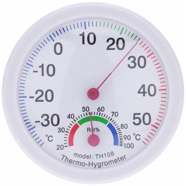 Vit Klockformad Inomhus- och Utomhustermometer och Hygrometer