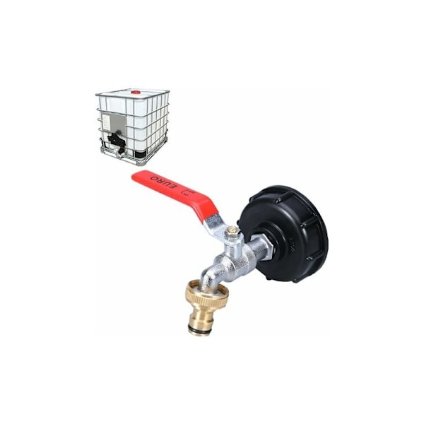 IBC 1000L säiliöhana IBC vedenkeräysventtiili, 1/2 \"IBC 1/2\" säiliöadapteri kaksoisvedenkeräyshana, messinkihana pp karkeakierteessä 60 mm (3/4)