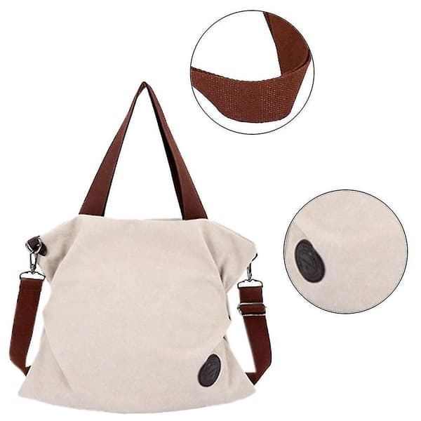 Canvas Messenger Bag Axelväska, Vit Fritidsmode Konstnärlig Canvasväska