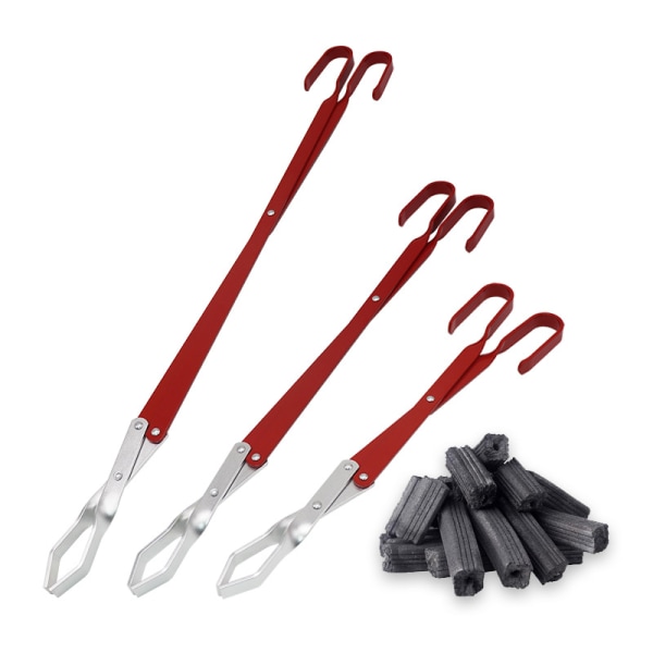 Medium Rød bbq aluminium karbon klips lang håndtak trekull klips for hjem kjøkken BBQ bbq forlengelsesklips trekull klips