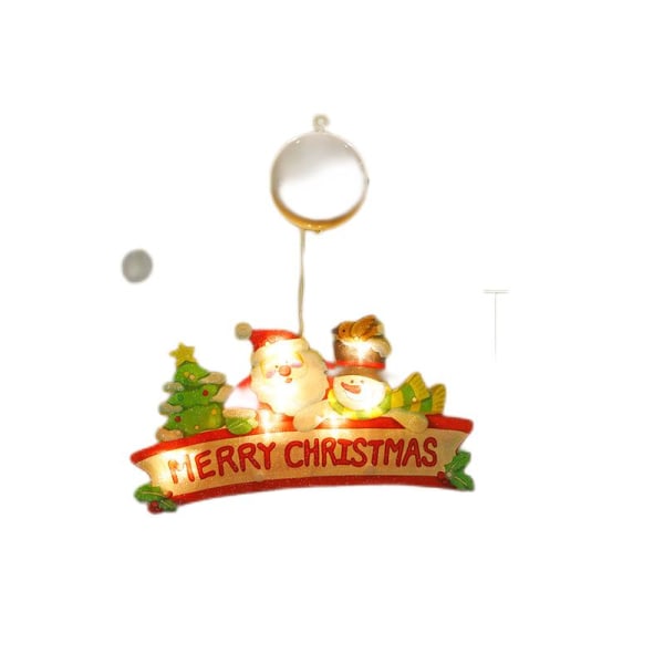 Julfönsterljusdekoration, 12*24cm LED-belysning Merry Christmas-batteri med sugkoppskrok