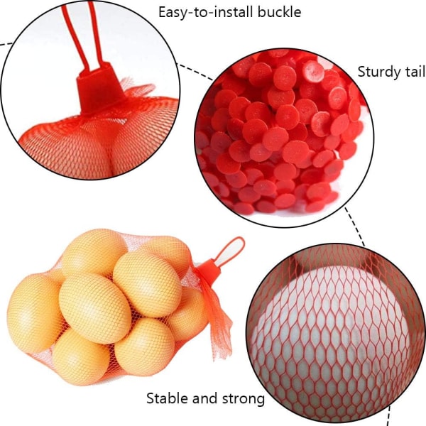 Plastnettpose, 200 stk gjenbrukbare nettposer, frukt- og grønnsaksemballasjenett for egg, nøtter, dagligvarer, Pr