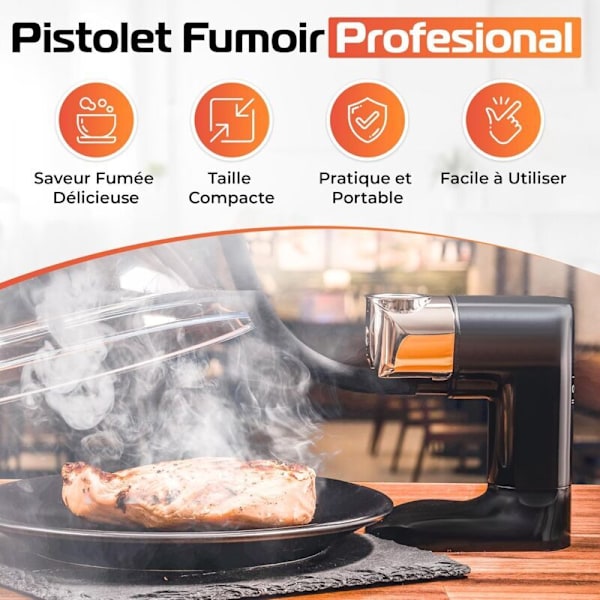 Bärbar Rökare - Kallrökningspistol - Bärbar Rökare, Professionell Rör Idealisk för Rökning av Kött, Fisk, Drycker.