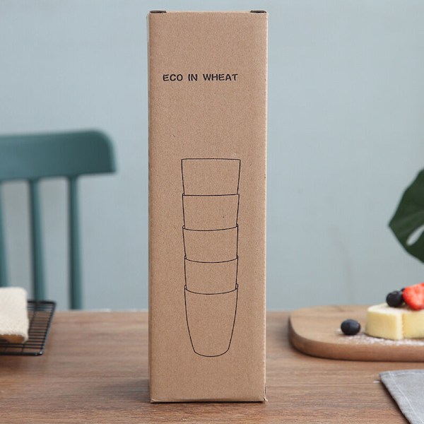 Paket Återanvändbara Okrossbara Miljövänliga Muggar (301-400ml), Vetehalmsmuggar, Hälsosamma Muggar, Flerfärgade, Diskmaskinsäkra.