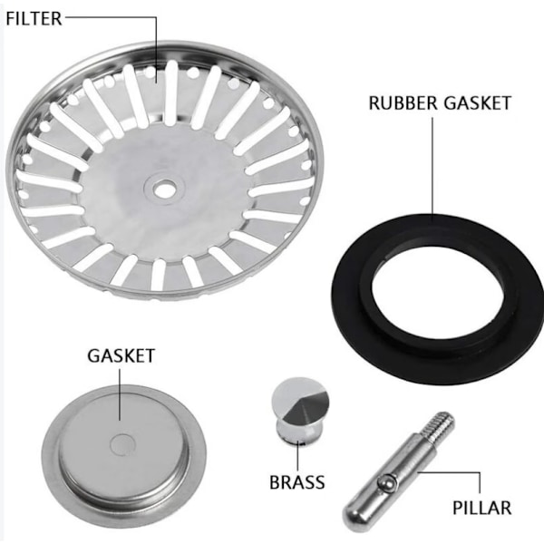 2 st diskhossil/diskpropp diskstopp hål kök/badrumssil diameter 84mm med kulände, rostfritt stål