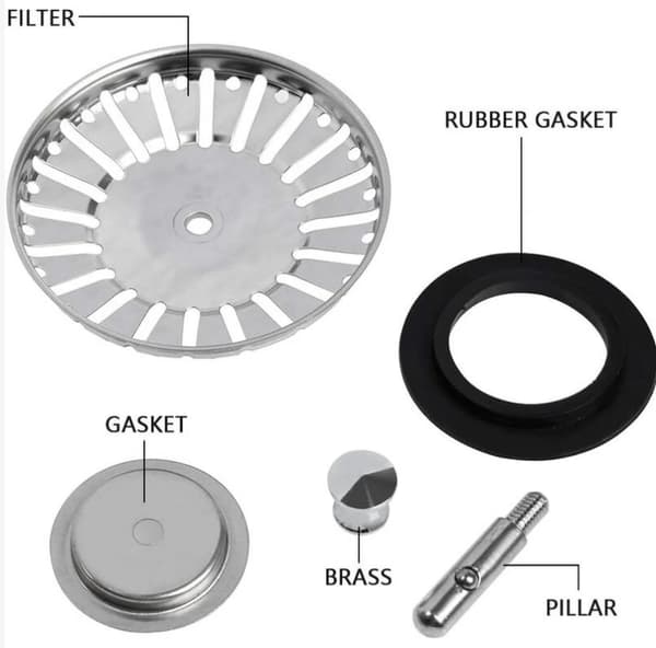 2 stk vaskefilter/vaskeplugg vaskepropp hull kjøkken/baderom sil diameter 84mm med kulehode, rustfritt stål