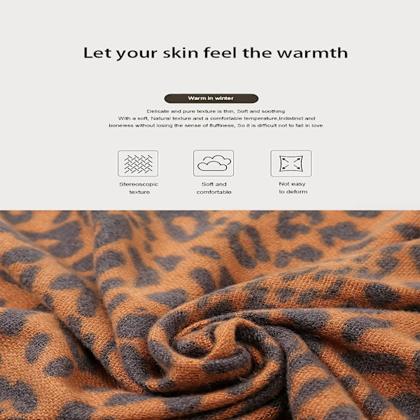 Halsduk Dam Lätt Sjal Vinter Oversize Fashionabel Leopardmönster Lång Halsduk Höst Mjuk Sjal för Inslagning av Gåvor