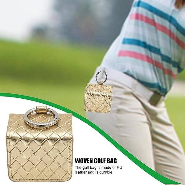 Golf Stand Bag (Gull), Praktisk Golfveske - Bærbar Mini Vevet Mønster Golfveske Midjestativ Bag Hook for å Holde Ball