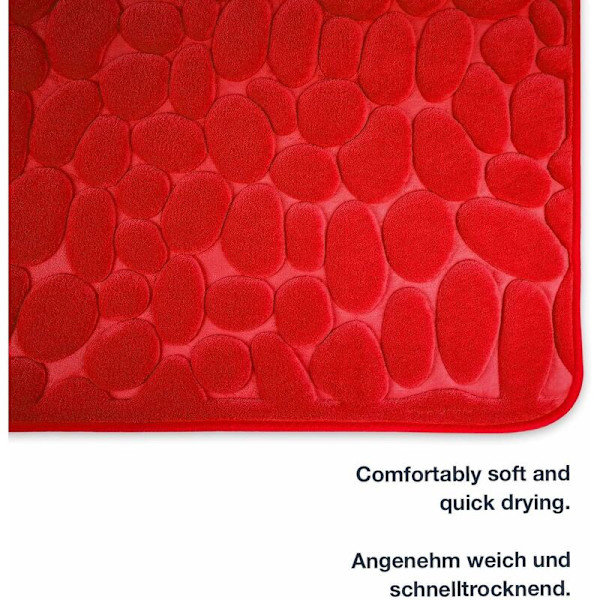 2 st Badkarsmatta Mousse med halkfri form - 40 x 60 cm badrumsmattor - Röd