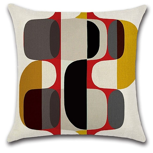4 st Kuddfodral 45 x 45 cm, Fyrkantiga Dekorativa Soffkuddar Färgglatt Tryckt Geometriskt Mönster Linne Heminredning för Sovrum Vardagsrum Kontor