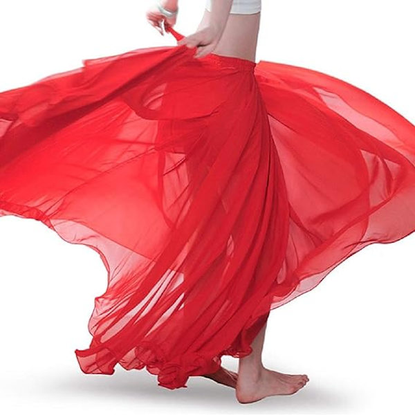 Skjørtlengde 85cm magedans skjørt magedans kostyme kvinner chiffon stor sving lang skjørt festivalklær