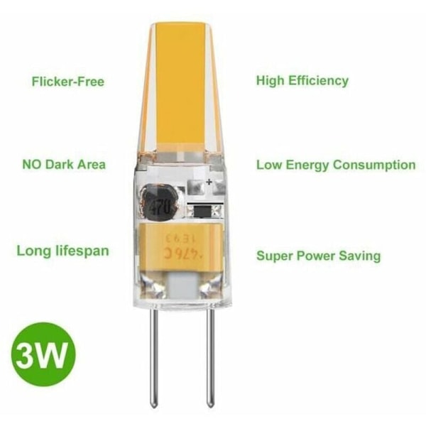 G4 LED pære 3W DC/AC 12V svarende til 30W Charter Halogenpære 3000K - 10 pakker
