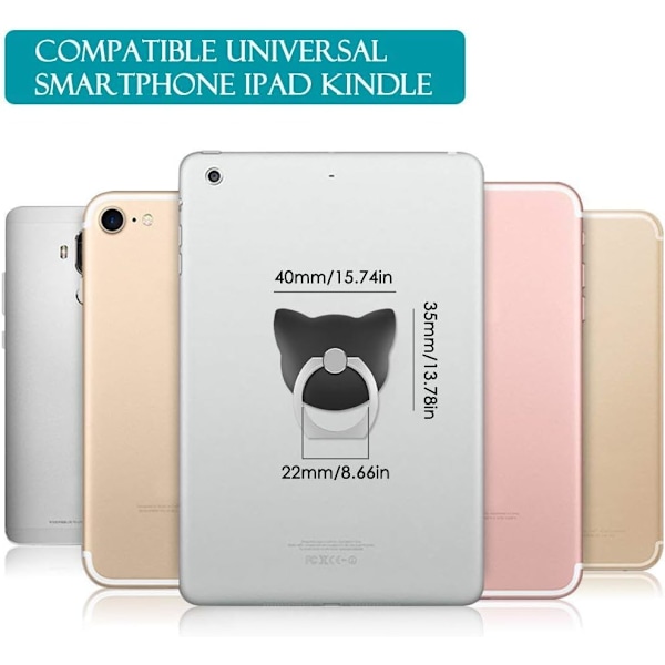 Silverfärgad mobiltelefonhållare, universell mobiltelefonhållare ring, djur kattformad smartphonehållare för iPhone XS X 8 7 6 5, Samsung Galaxy
