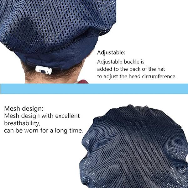Tummansininen - 3 kappaleen unisex-kokin hatut, joustavat keittiökokin hatut, elintarvikepalvelun hiusverkko