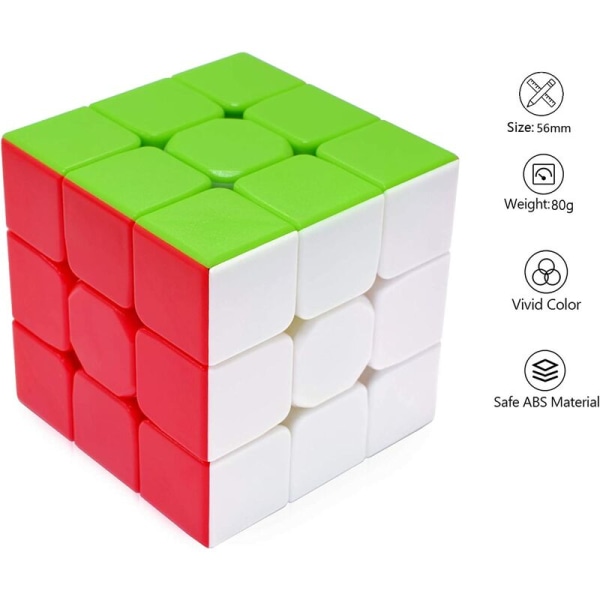 Speed ​​Cube 3x3 3x3x3 Stickerless Magic Puzzle Magic Speed ​​Cube Voksen Børns Feriegave (Stickerless)