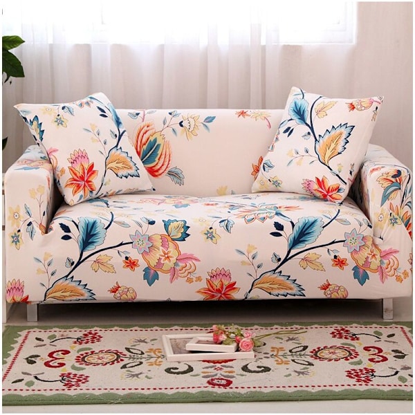 Strækbare sofabetræk, trykt sofabetræk, loveseat-betræk til 2-personers sofaer, universelt elastisk møbelbeskyttelsesbetræk (190-230 cm til 3-personers sofa)