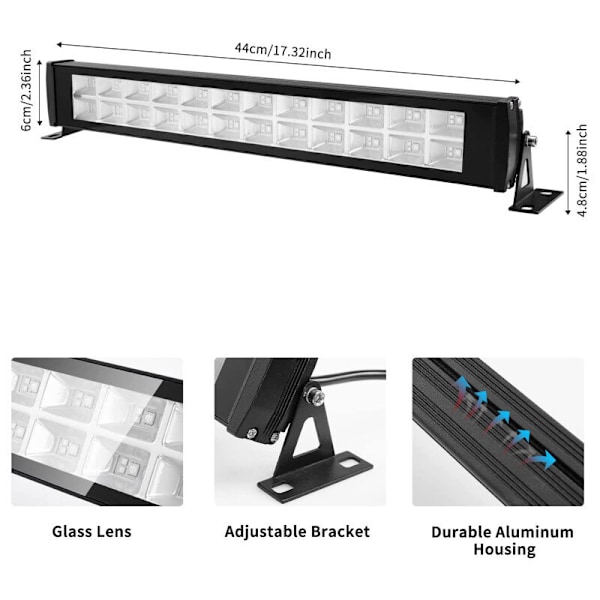 Svart UV-lys 48 W 72 RGB LED for scenebelysning, scenebelysning for galleri, kirke, bryllup, bursdagsfest