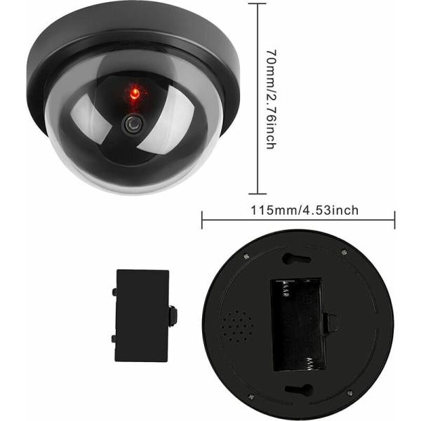 Dummykameror, falsk säkerhets CCTV kupolkamera med LED-blixtljus för företag Butiker Hem, inomhus utomhusbruk (4-pack)