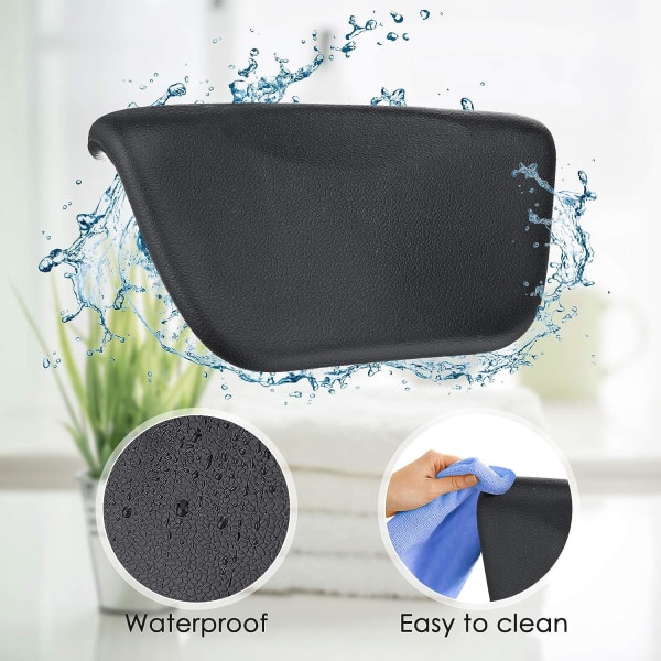 Vattentät PU-badkudde, svart, enkel och snabb att torka, stödjer