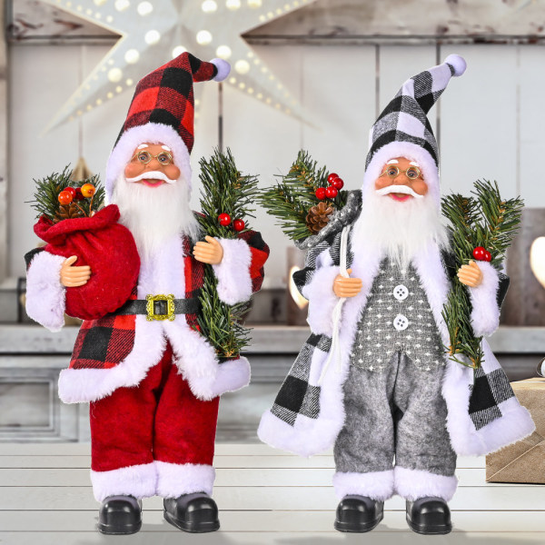 2-delt sett med julepynt, juleharpiks gammel mannspynt, jule rutete stoff, harpiks gammel mannspynt