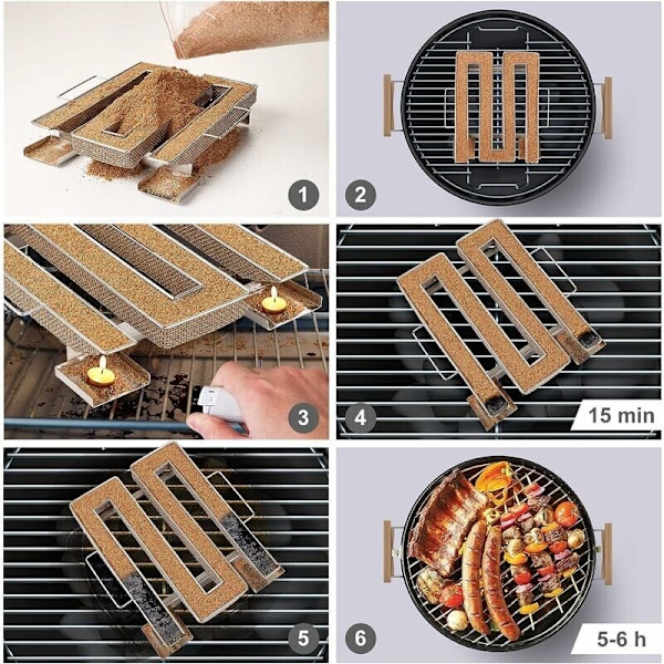Kold røg generator med håndtag, generator af koldt stål rustfrit stål, kold røg generator til røgeovn, til grill, røg