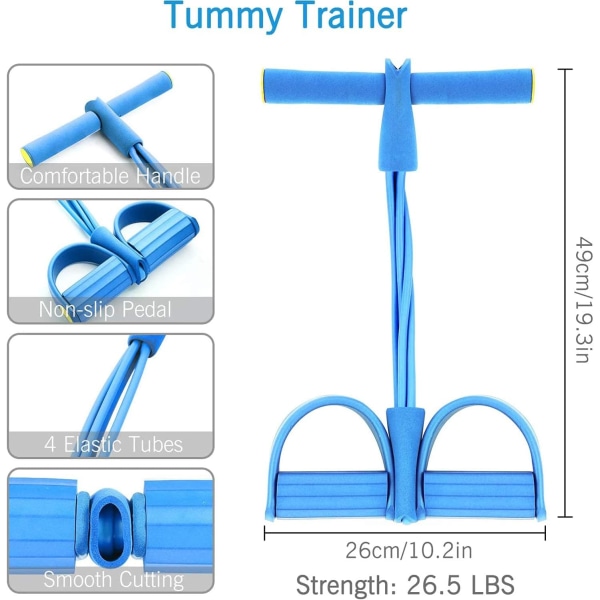 Elastisk spenningsrep, pedalmotstandsbånd 4 rør pedalmotstandsbåndstau treningsutstyr for kvinner Pilates Fitness Yoga styrketrening Worko