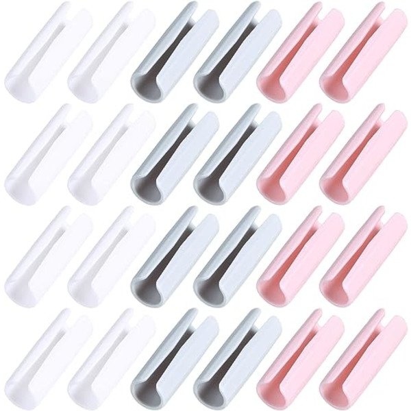 24 sylindriske ark klips (hvit rosa grå), plast ark klips, ark fester, madrass klips, brukes for å holde arkene tett festet