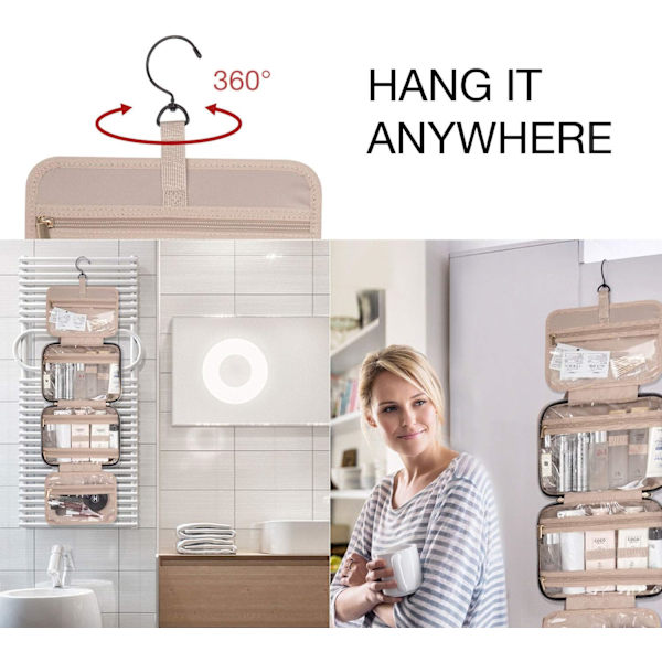 Hängande Toalettsakväska för Kvinnor för Makeup, Toalettsaker (Svart)