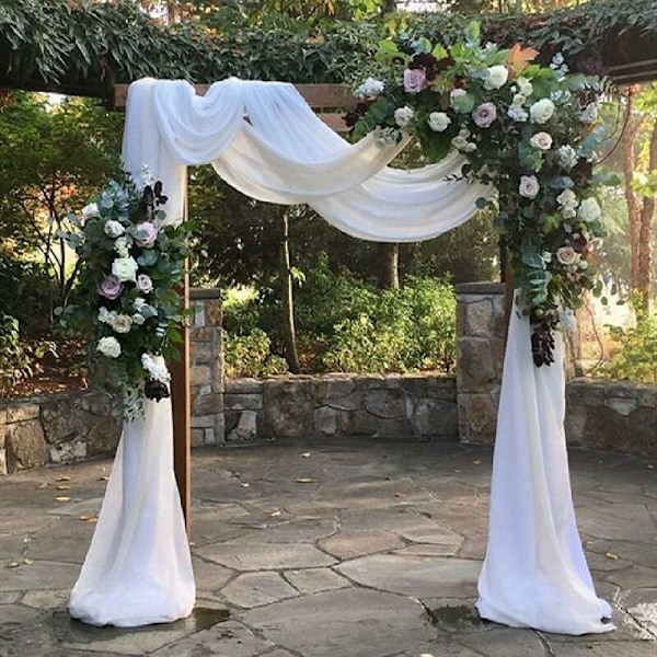 1 stk. Hvit Bryllupsbue Stoffpaneler - 70x300cm - Chiffon Stoff - Bryllupsdekorasjon, Seremoni, Tak, Bue, Dekorasjonsgardin