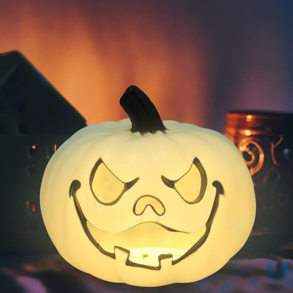 Halloween græskar lanterne, 10 tommer glød lanterne græskar Halloween plastik glød