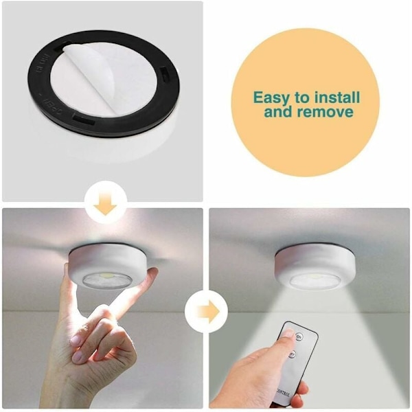 LED-nattelys, Betterlife sæt med 2 underskabslamper, trådløse batteridrevne skabsllamper, LED-køkkenlamper med fjernbetjening til hytte