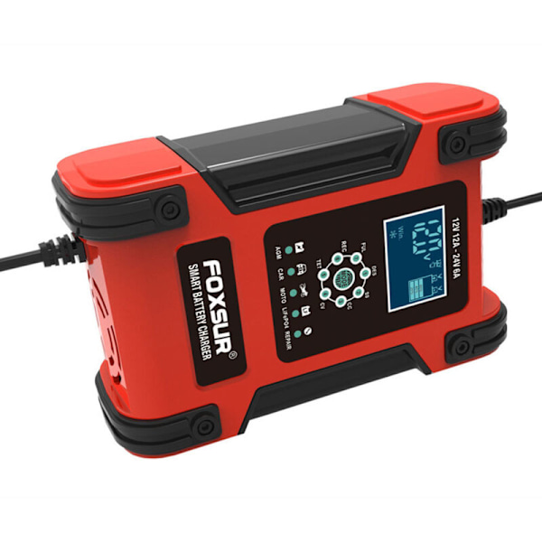 Bilbatteriladere 12V/12A 24V/6A Fuldautomatisk intelligent batterilader bærbar vedligeholdelseslader batteri desulft til bil motorcykel rv g