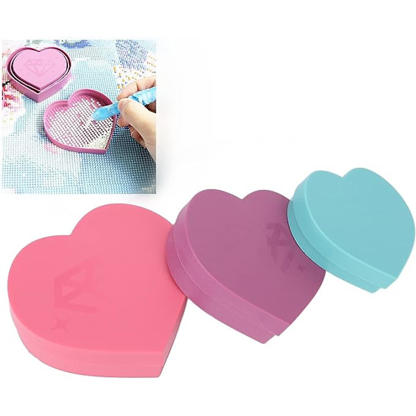 3 Plastpärlor Sorteringsbricka Diamantmålad Hjärtformad Bricka Verktygsplatta Tillbehör Nagelkonst Valverktyg DIY Konst Hantverk