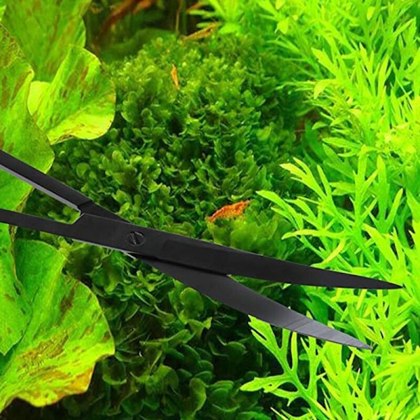 Akvatiske plantesakse i rustfrit stål, bølgesakse til akvarieplanter, sort