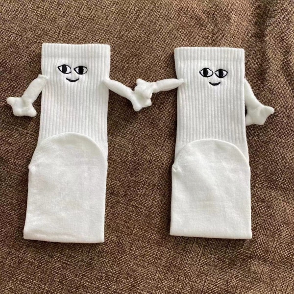 Par holder i hånd sokker, holder i hånd sokker, sjove 3D-dukke sokker mellem læg, par venner