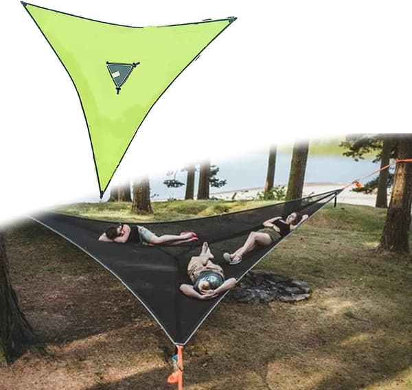 Air Multi - person triangle hammock portable Mesh Fabric hammock air Tree tent leisure net bed（4*4M）