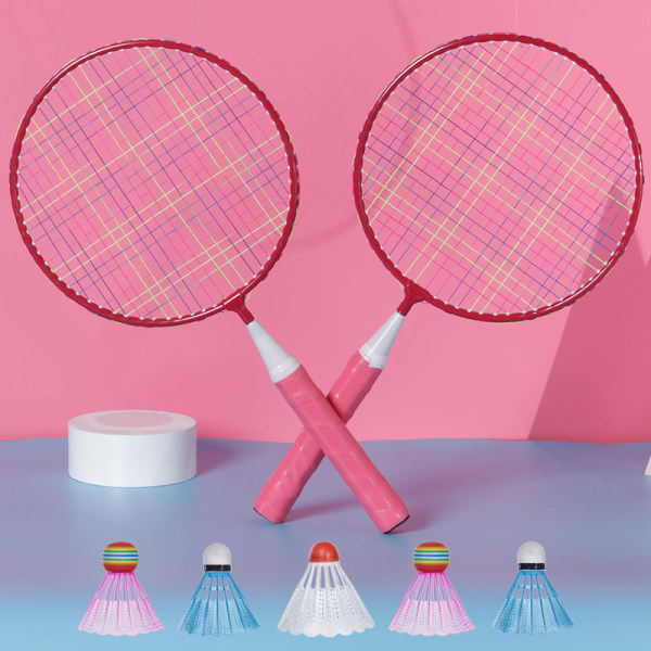 Junior badmintonsett, for barn, 2 forkortede racketer 44 cm, 2