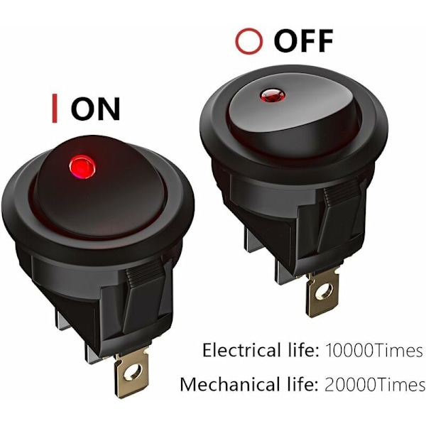 8 stk. LED vippekontakt, 12V afbryder til bil DC 12 V 20 A ON/OFF SELV vippekontakt SPST PUBLOID ROUR knap Husholdningsapparater
