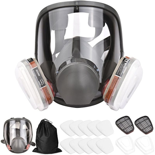 Komplett mask gasmask, skydd mot organiska gaser, 16 i 1, stort synfält för färg, polering, svetsning och andra maskiner