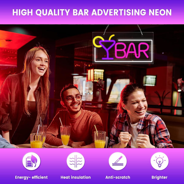 Neon LED Deko, BAR Ljusskylt（Röd Vit）, 42×22×2CM Neon Ljusskylt LED Skylt med USB-kontakt för Bar, Inga Sändningskedjor，Husbar, Klubb, Pub, Butik av